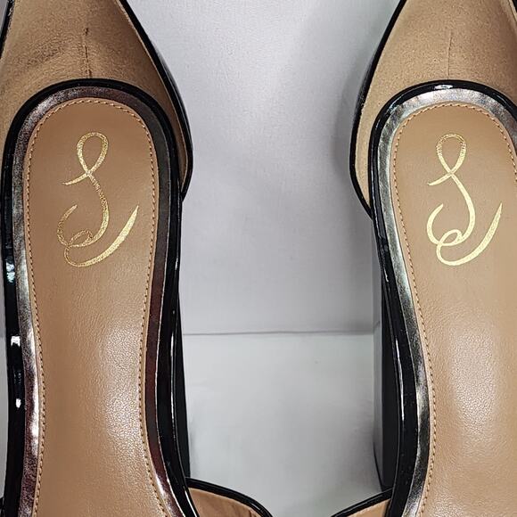 Sam Edelman Kori Black Patent Faux Leather Sexy Peep Toe 6" Platform Heel New - Picture 8 of 16